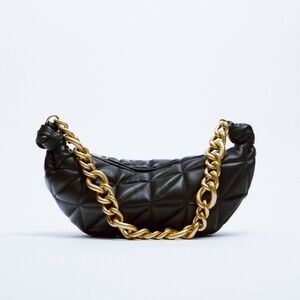 Zara Quilted Leather Bag with Chain